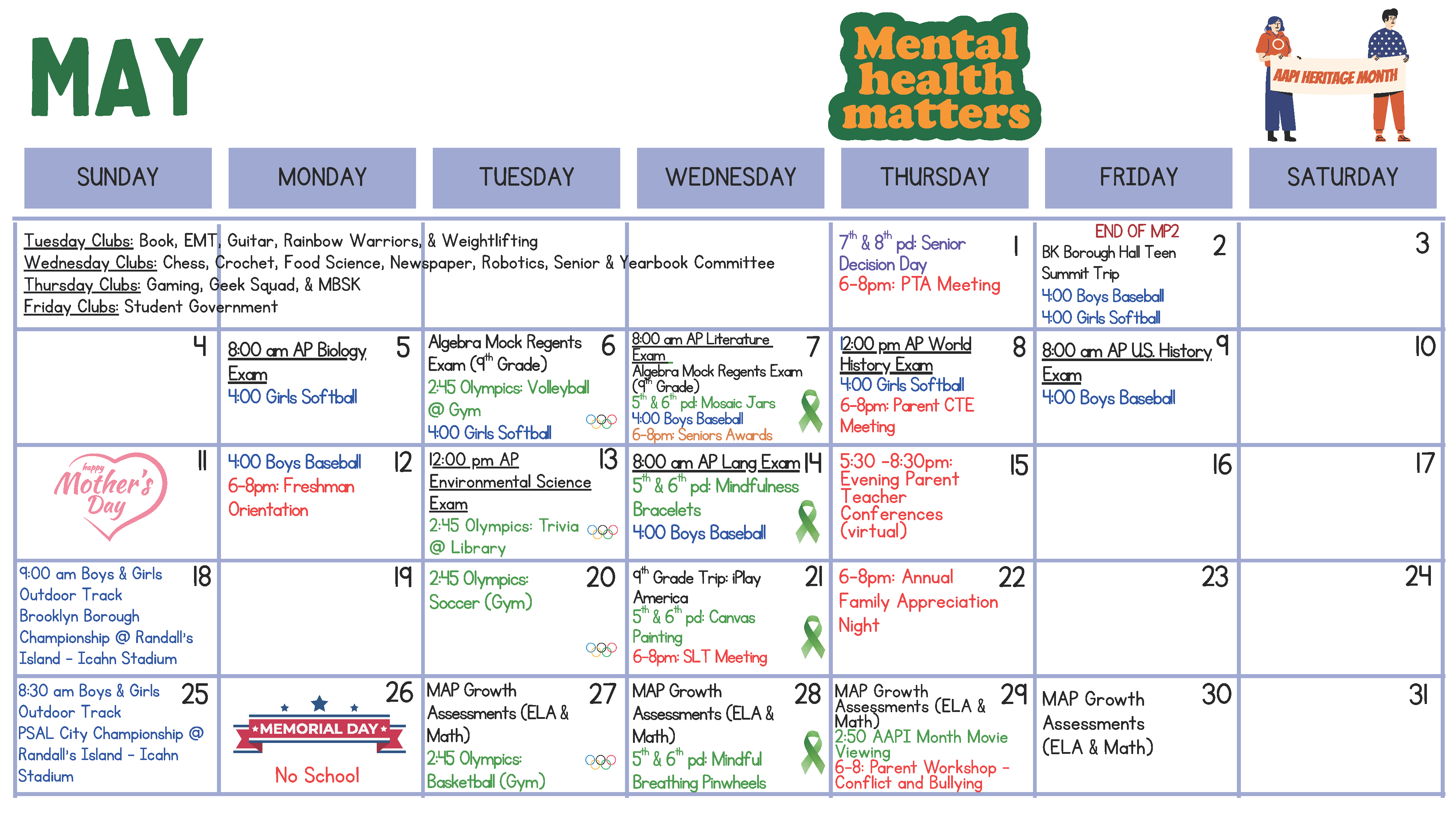 monthly calendar